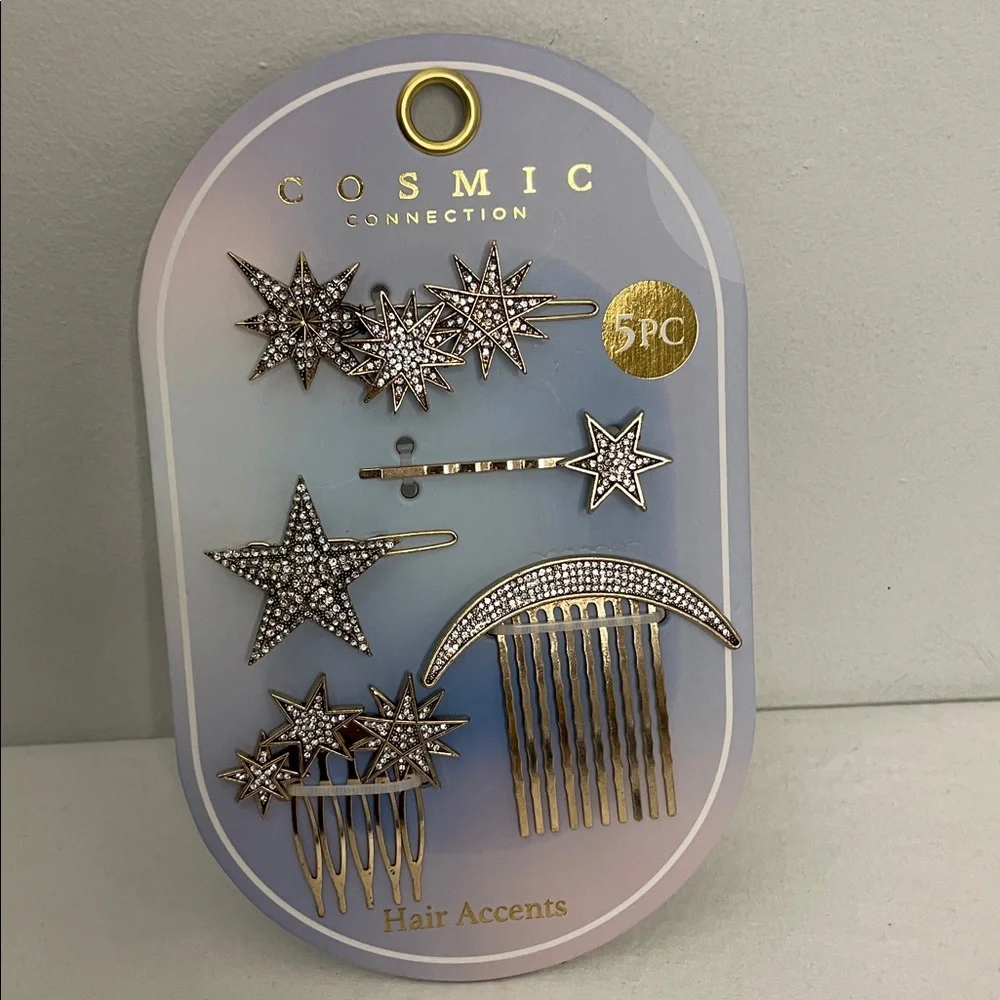 Stars and Crescent Moon Celestial Hair Pin Accessories Set